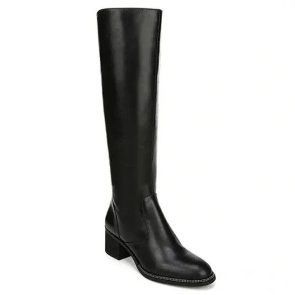Franco Sarto Lauralei Black Leather Upper Tall Boots Size 7.5M NWOB